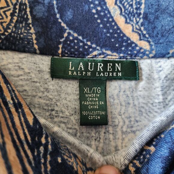 Lauren Ralph Lauren Dress Womens Size XL Blue Tropical Floral Print Stretch Knit - Picture 3 of 7